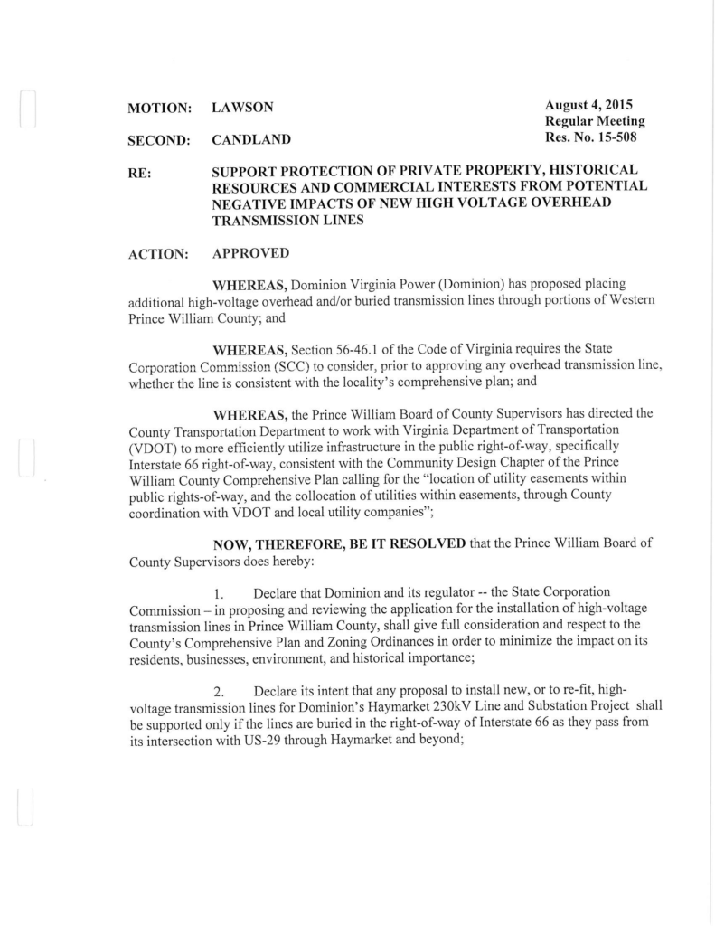 Prince William County Resolution to Support Protection of Private ...